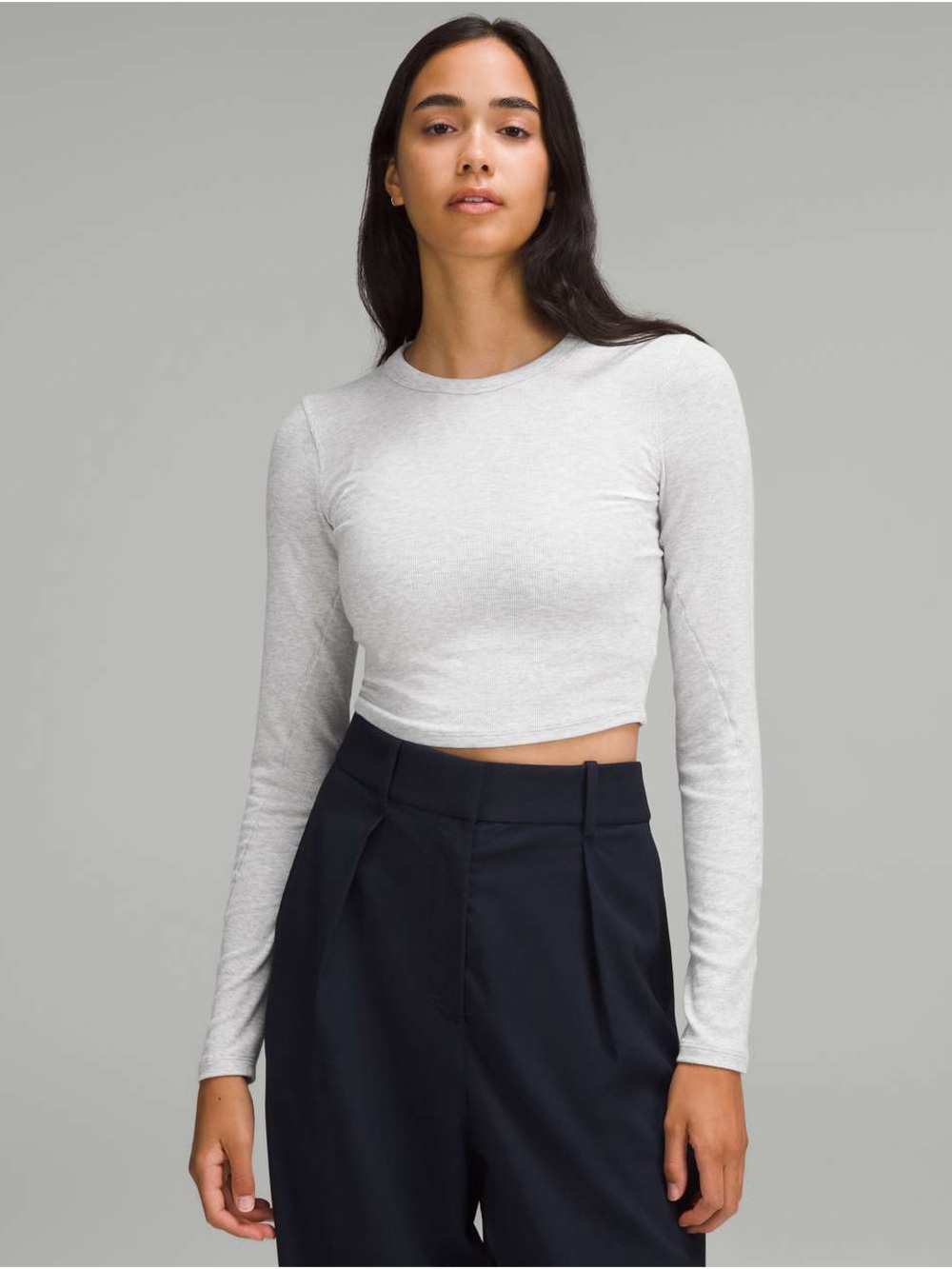 Hold Tight Straight-Hem Cropped Long-Sleeve Shirt